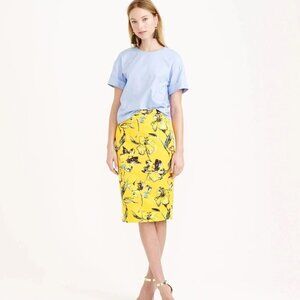 J.CREW COLLECTION Lemon Yellow Tiger Lily Pencil Skirt s. 14